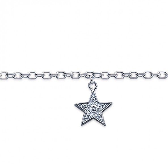 925/1000 Silver Ankle Bracelet with Star 25cm.