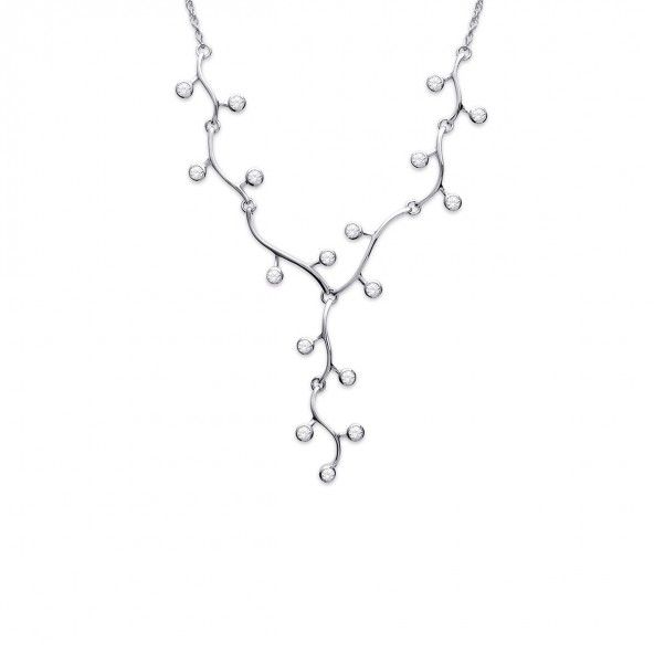 925/1000 Silver Necklace with Several length Zircons 40cm.