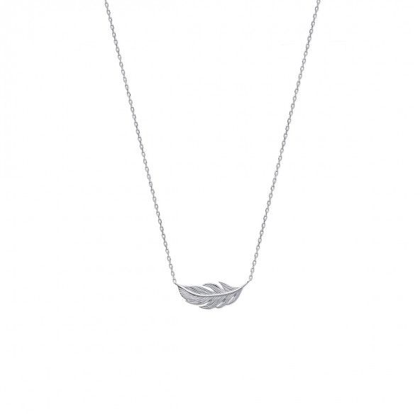 925/1000 Silver Feather Necklace 45cm.