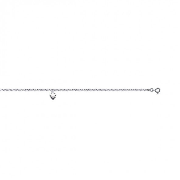 Chaine de Cheville avec Coeur Argent 925/1000 25cm.