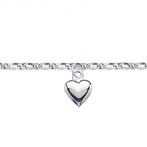 925/1000 Silver Ankle Bracelet with Heart 25cm.