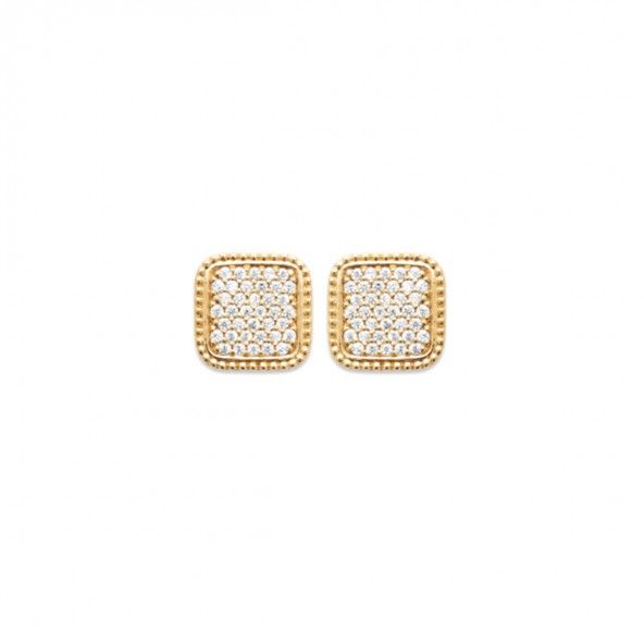 Gold Plated Square Earrings 9mm.