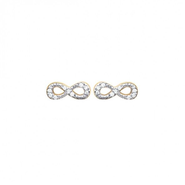 Gold Plated Infinity Earring with Zirconium 10mm.