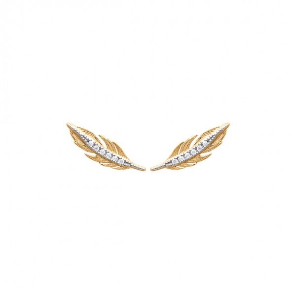 Gold Plated Feather Earring 16mm.