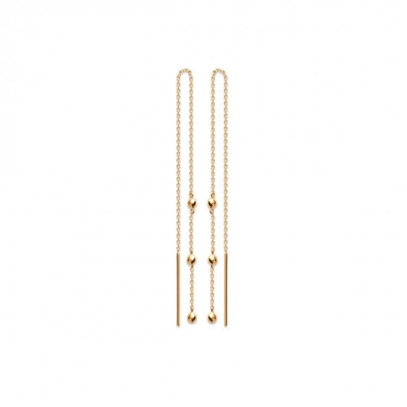Gold Plated Pendant Earring with Balls 13cm.