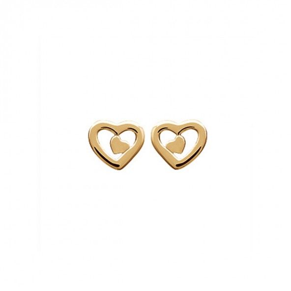 Gold Plated Heart Earring 7mm.