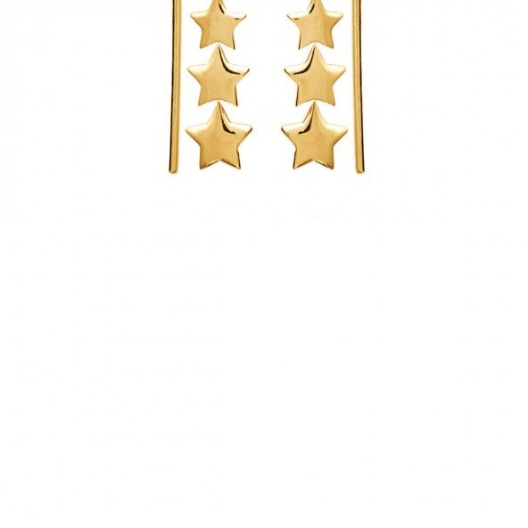 Brincos Pendentes com Estrelas Plaqueado Ouro 8,50cm.