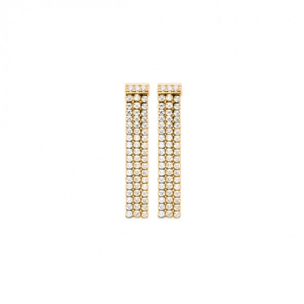 Gold Plated Pendant Earring with Zirconium 31mm.