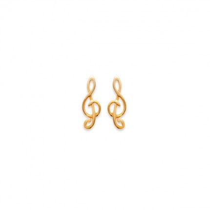 Gold Plated Treble Clef Earring 13mm.