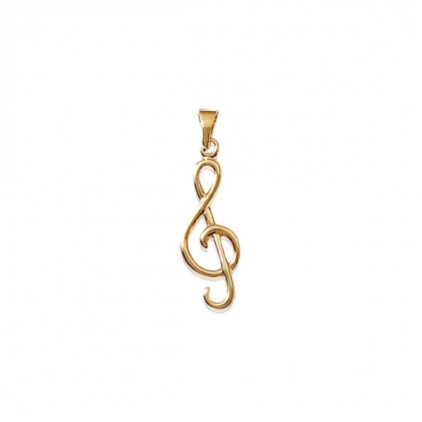 Gold Plated Treble Clef Pendent 26mm.