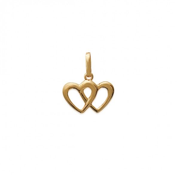 Gold Plated Two Heart Pendent 12mm.