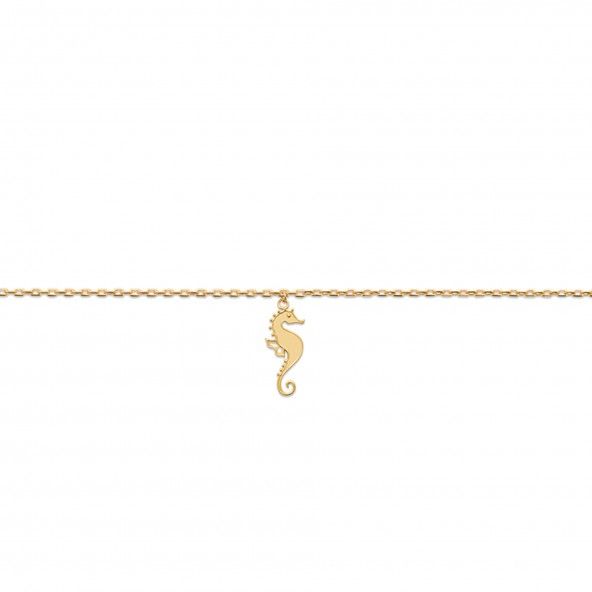 Gold Plated Ancle Bracelet with Hippocampus 25cm.