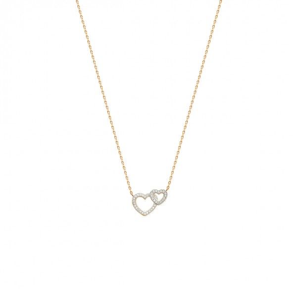 Gold Plated Necklace with two Heart 45cm.