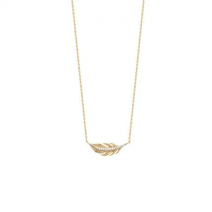 Gold Plated Feather Necklace 45cm.