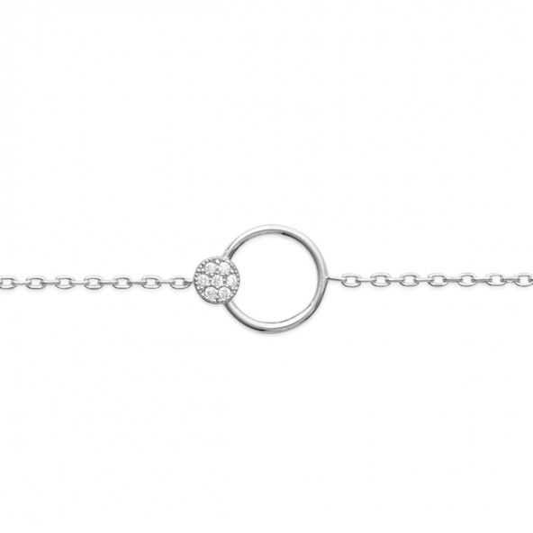 925/1000 Silver Bracelet Circle with 1 Stones 18cm.