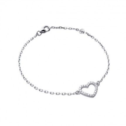 925/1000 Silver Heart Bracelet 18cm.