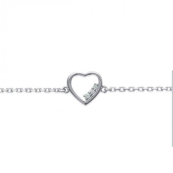 925/1000 Silver Heart Bracelet 18cm.