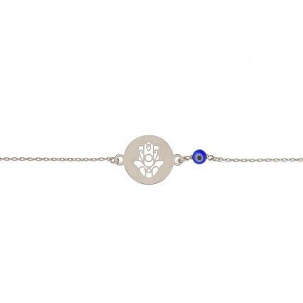 925/1000 Silver Hand of Fatma Bracelet 18cm+2,5cm.