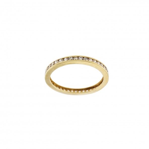 375/1000 Gold Ring 2mm with Zirconium Stones