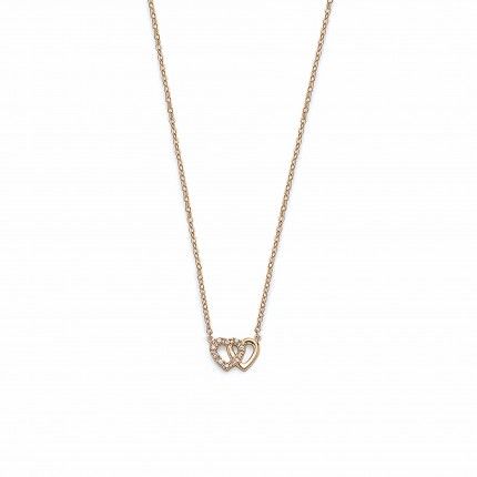 Gold Plated Necklace with Double heart