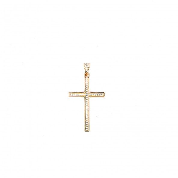 Gold Plated Cross with Zirconium Pendent 37mm.