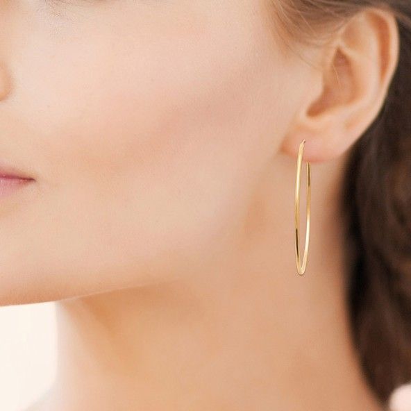 Gold Plated Hoops Oval 50mm.