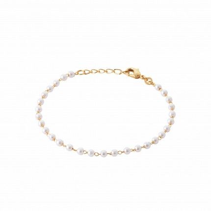 Bracelet avec perles plaqu or 18 cm