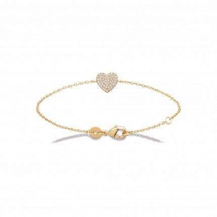 Gold-plated Heart Bracelet with Zirconia 18 cm