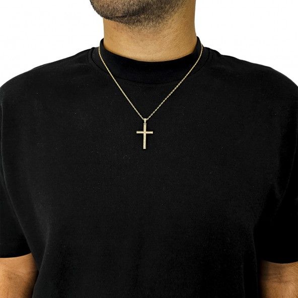 Gold Plated Cross with Zirconium Pendent 37mm.