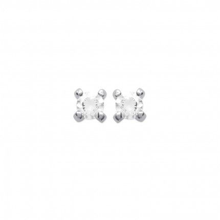 Solitaire Earrings Silver 925/1000 with 2mm Zirconium